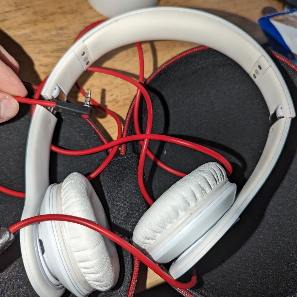 Beats by Dre over the ear headphones wired white